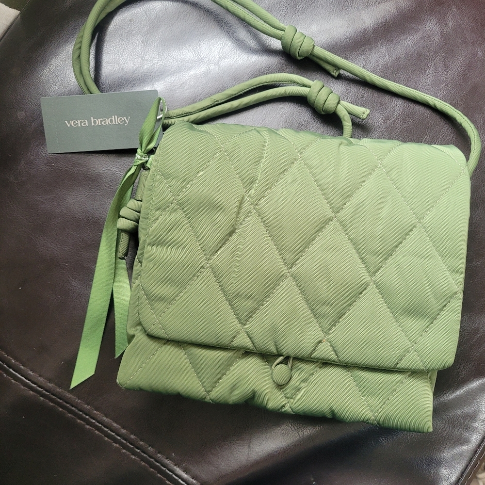 Vera Bradley Crossbody Green Shoulder Bag Baird Hipster Adjustable Strap New